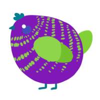 A violet and grass chicken with a bar pattern