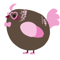 A bark and pink chicken with a neck-band pattern