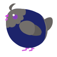 A navy and grey chicken with a head pattern