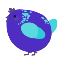 A indigo and aqua chicken with a neck-speckle pattern