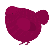A maroon chicken with a bar pattern