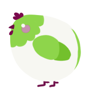 A white and grass chicken with a head pattern
