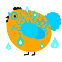 A orange and sky chicken with a half-lace pattern