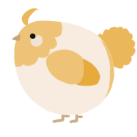 A cream and honey chicken with a head pattern