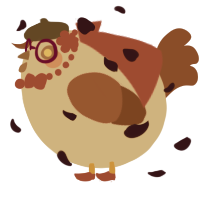 A beige and russet chicken