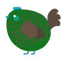 A leaf and bark chicken with a speckle pattern