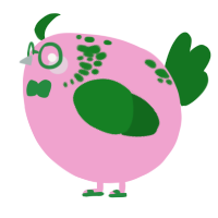 A pink and leaf chicken with a neck-speckle pattern