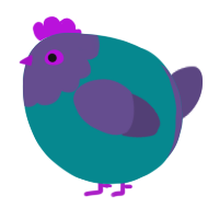 A teal and overcast chicken with a head pattern