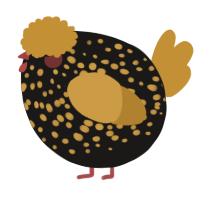 A sable and gold chicken with a speckle pattern