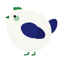 A white and navy chicken