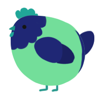 A spring and navy chicken with a head pattern