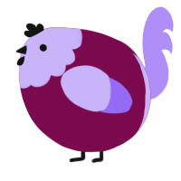 A wine and lilac chicken with a head pattern