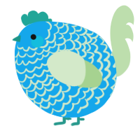 A sky and gluppy chicken with a lace pattern