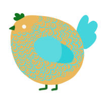 A honey and aqua chicken with a double-lace pattern