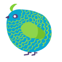 A cerulean and grass chicken with a lace pattern