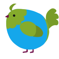 A sky and chartreuse chicken with a head pattern