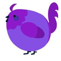 A blurple and violet chicken with a head pattern