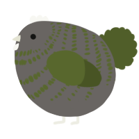 A grey and olive chicken with a bar pattern