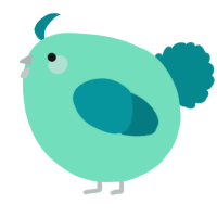 A mint and teal chicken
