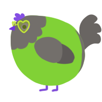 A grass and grey chicken with a head pattern