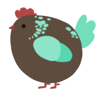 A bark and mint chicken with a neck-speckle pattern