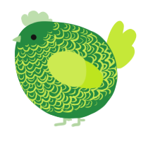 A viridian and lime chicken with a double-lace pattern