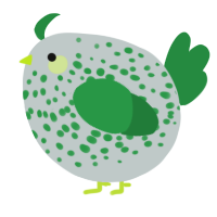 A silver and viridian chicken with a speckle pattern