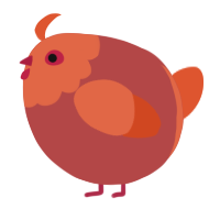 A red and vermilion chicken with a head pattern