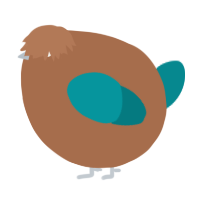 A brown and teal chicken