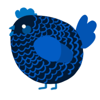 A tumblr and ultramarine chicken with a lace pattern