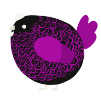 A black and plum chicken with a double-lace pattern