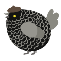 A black and ash chicken with a lace pattern