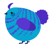 A cerulean and indigo chicken with a bar pattern