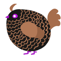 A sable and brown chicken with a lace pattern