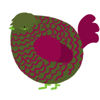 A olive and maroon chicken with a lace pattern
