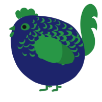 A navy and viridian chicken with a half-lace pattern
