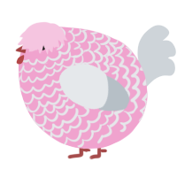 A pink and mist chicken with a lace pattern