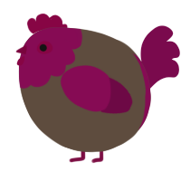 A bark and wine chicken with a head pattern