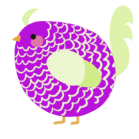 A amethyst and apple chicken with a lace pattern