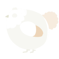A white and cream chicken with a head pattern
