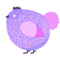 A lilac and lavender chicken with a double-lace pattern