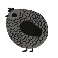 A grey and black chicken with a lace pattern
