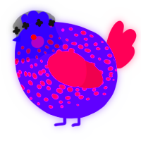 A blurple and wine chicken with a speckle pattern