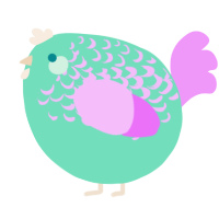 A mint and lavender chicken with a half-lace pattern