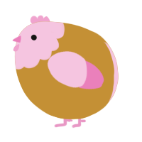 A gold and pink chicken with a head pattern