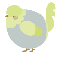A silver and lemon chicken with a head pattern