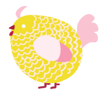 A yellow and rose chicken with a lace pattern