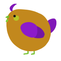 A ochre and violet chicken