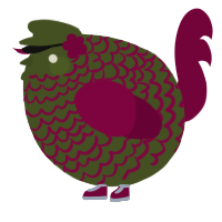 A olive and maroon chicken with a lace pattern