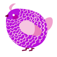 A amethyst and pink chicken with a lace pattern